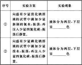 儀器:試管,膠頭滴管 藥品:新制氯水,新制溴水,溴化鈉溶液,碘化鈉