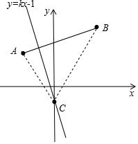 已知點a(-2,2),b(3,4),c(0,-1),直線y=kx b過點c且與線段ab有交點,則k