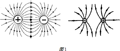 异种(左正右负)点电荷连线的中间位置,画出过p点的电场线