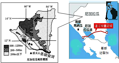 (1)概述尼加拉瓜的地理位置.