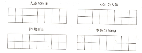 成语中的拼音更换成汉字,然后将这个成语规范工整地书写在田字格里