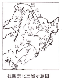 读"我国东北三省示意图,完成23—25题.