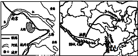 讀長江三角洲和青藏高原地圖,回答下列問題.